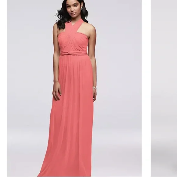 david’s bridal style-your-way 6 tie long mesh bridesmaid dress - Picture 2 of 9